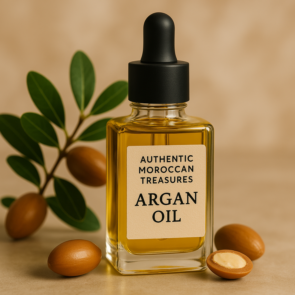 Moroccan argan oil and beauty products display